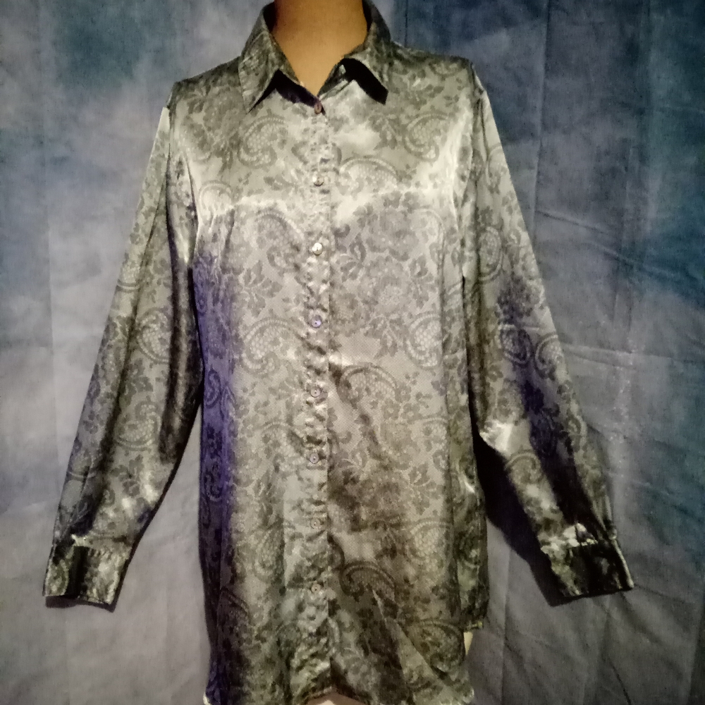 Soft Surroundings Silver Paisley Men's Shirt